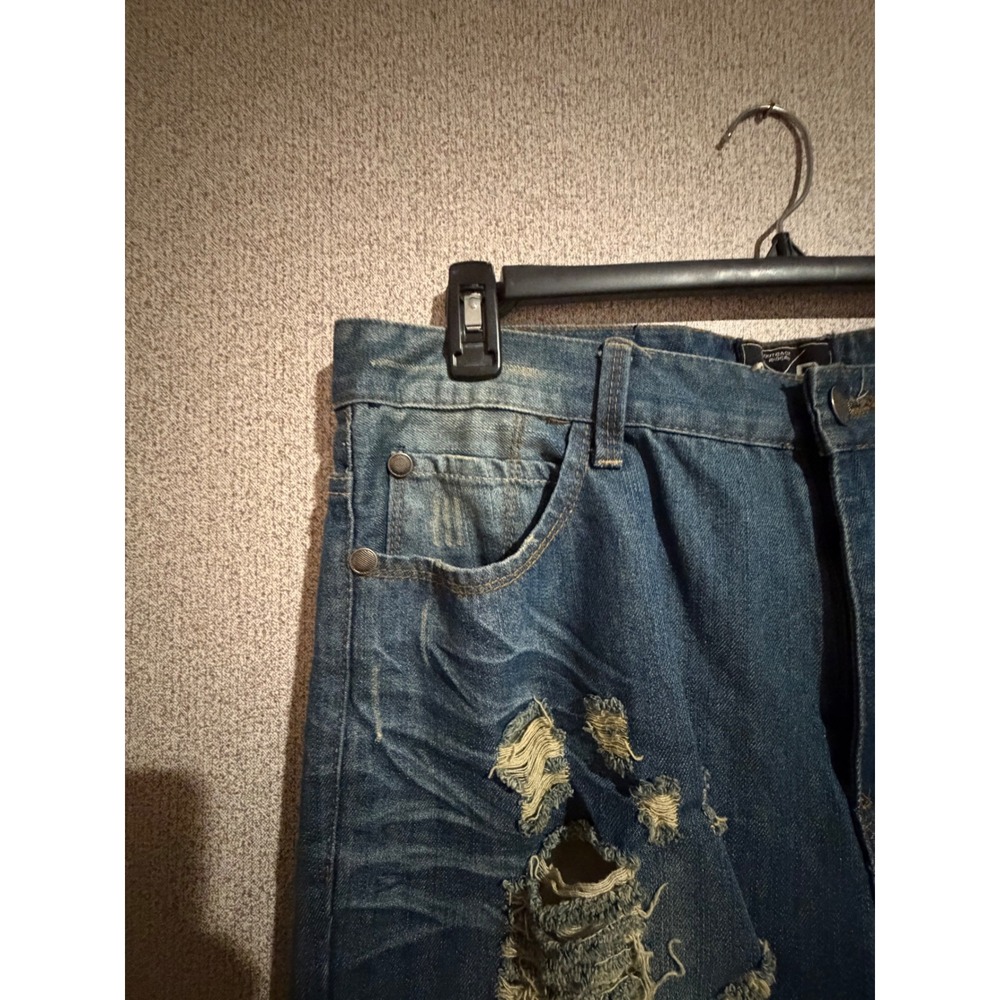Outback Rider Mens Distressed Ripped Denim Jeans Dark Wash VE8339 36x34 NEW - Picture 4 of 9